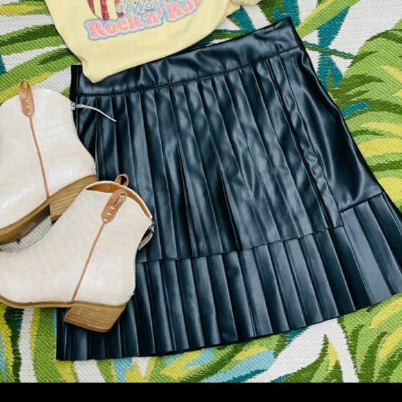THML Dresses & Skirts - Pleated Vegan Leather Skirt
